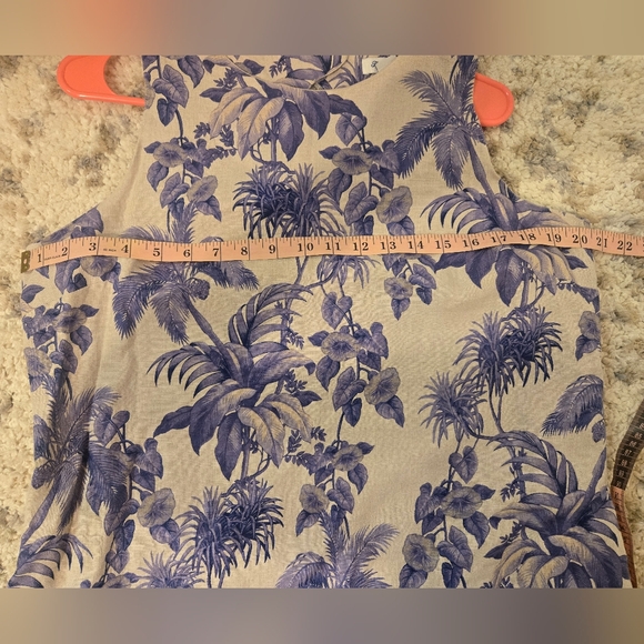 Tommy Bahama Wild Paradise Linen Shift Dress Blue Tropical L Large - Picture 7 of 8
